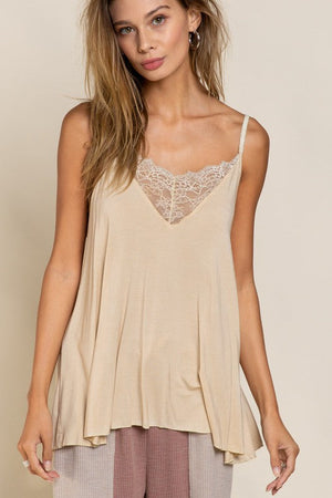 V camisole Tank with Lace on Front POL 