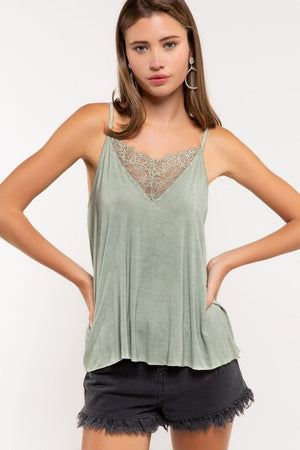 V camisole Tank with Lace on Front POL 