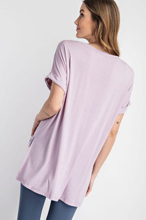V NECK BASIC HIGH LOW HEM TOP Rae Mode 