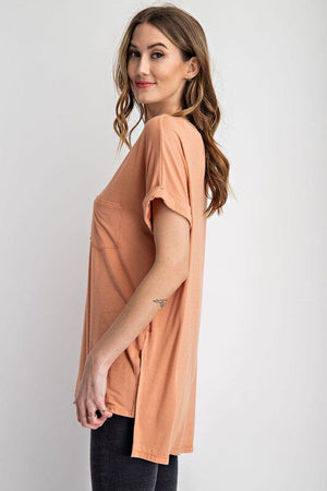 V NECK BASIC HIGH LOW HEM TOP Rae Mode 