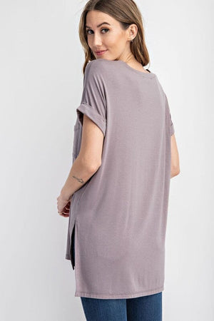 V NECK BASIC HIGH LOW HEM TOP Rae Mode 