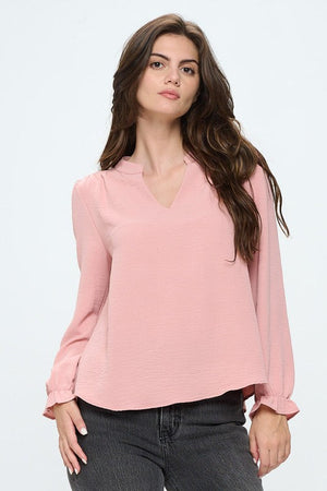 V neck long sleeve pop over blouse Miley + Molly 