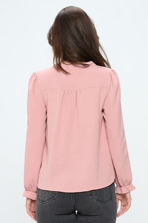 V neck long sleeve pop over blouse Miley + Molly 