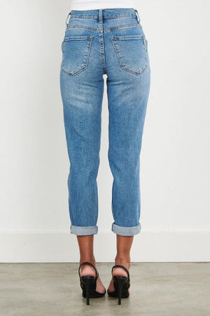 Vibrant M.i.U High Waisted Boyfriend Jeans Bottoms Vibrant M.i.U 