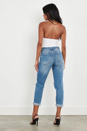 Vibrant M.i.U High Waisted Boyfriend Jeans Bottoms Vibrant M.i.U 