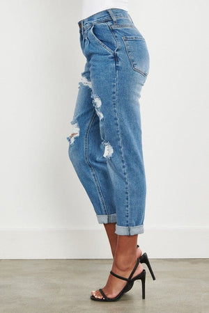 Vibrant M.i.U High Waisted Boyfriend Jeans Bottoms Vibrant M.i.U 