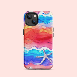 Watercolor Waves Starfish Tough Case for iPhone® Knitted Belle Boutique iPhone 13 