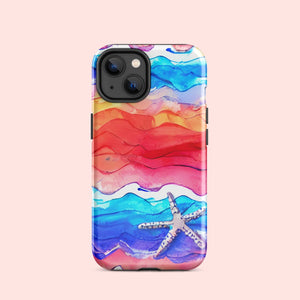 Watercolor Waves Starfish Tough Case for iPhone® Knitted Belle Boutique iPhone 14 