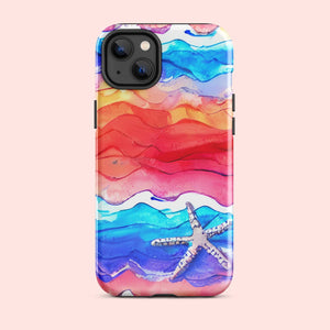 Watercolor Waves Starfish Tough Case for iPhone® Knitted Belle Boutique iPhone 14 Plus 