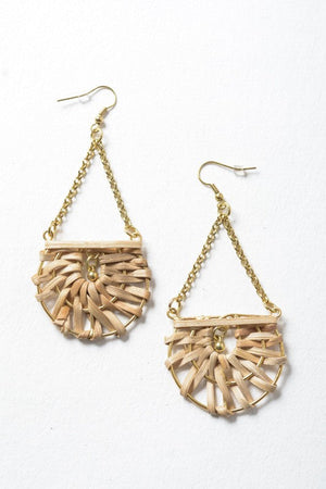 Woven Rattan Drop Chain Hook Earring Leto Accessories 