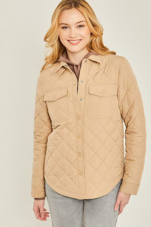 Woven Solid Bust Pocket Shacket Love Tree 