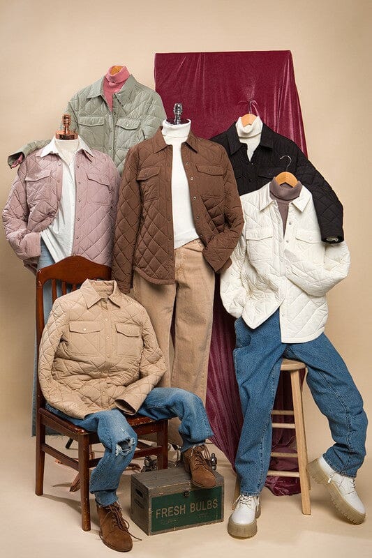 Woven Solid Bust Pocket Shacket Love Tree 
