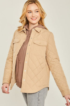 Woven Solid Bust Pocket Shacket Love Tree 