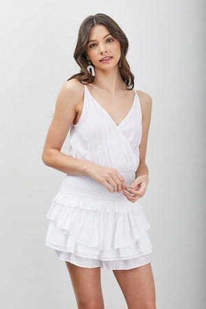 WRAP SMOCKED WAIST RUFFLE DRESS Do + Be Collection 