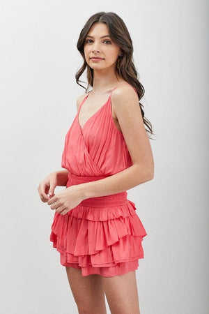 WRAP SMOCKED WAIST RUFFLE DRESS Do + Be Collection 